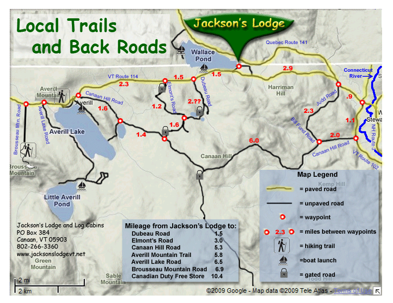Click for printable .pdf (Requires Adobe Reader) Local map showing great Northeast Kingdom fishing spots including: Wallace Pond (Lake Wallace), Forest Lake, Little Averill Lake, Great Averill Lake (Big Averill), and the Connecticut River.